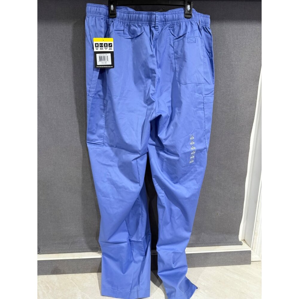 WonderWink Work Mens 2X-Tall Ceil Blue Scrub Pants With Drawstring & Stretch